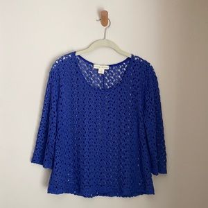 UO Staring at Stars 3/4 Sleeve Top, Blue, Medium